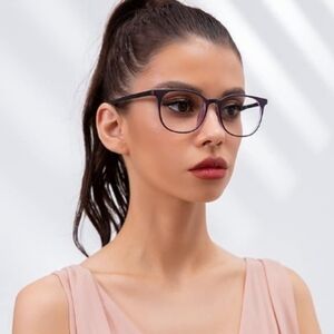Blue Light Blocking Anti Eyestrain Lens Eyeglasses UV400 Purple Frame